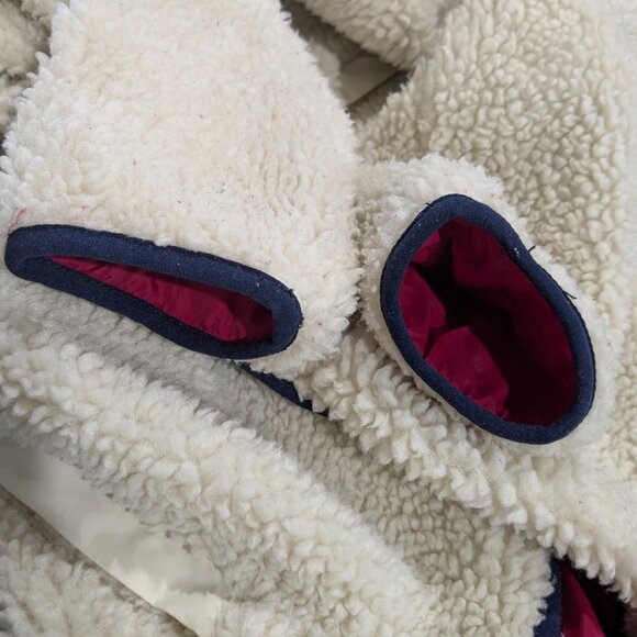 Original J. Crew Boys' XL Beige Faux Fur Sherpa Jacket with Red Accents - Picture 13 of 14